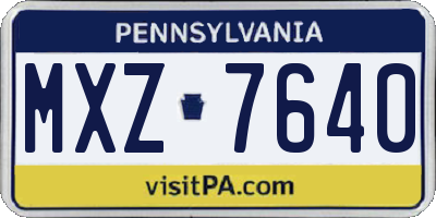 PA license plate MXZ7640