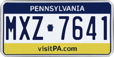 PA license plate MXZ7641