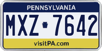PA license plate MXZ7642