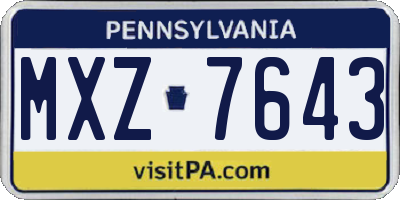 PA license plate MXZ7643