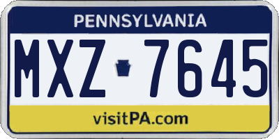 PA license plate MXZ7645