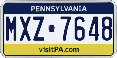 PA license plate MXZ7648