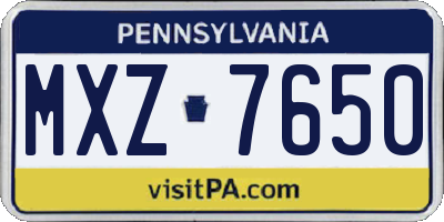 PA license plate MXZ7650