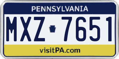 PA license plate MXZ7651