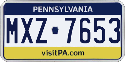 PA license plate MXZ7653