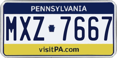 PA license plate MXZ7667