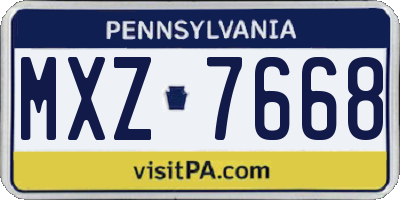 PA license plate MXZ7668