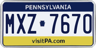 PA license plate MXZ7670