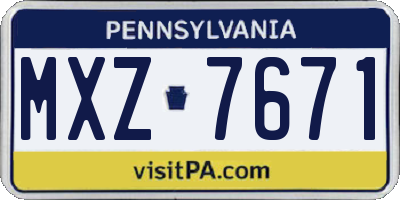 PA license plate MXZ7671