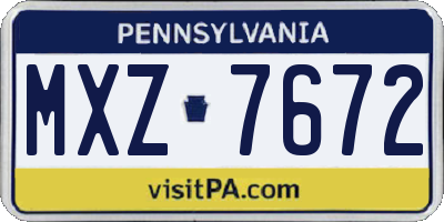PA license plate MXZ7672