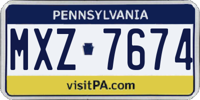 PA license plate MXZ7674