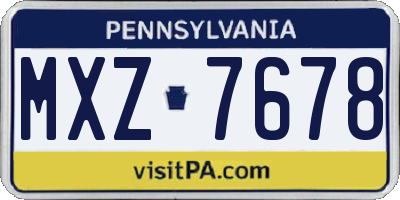 PA license plate MXZ7678