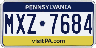 PA license plate MXZ7684
