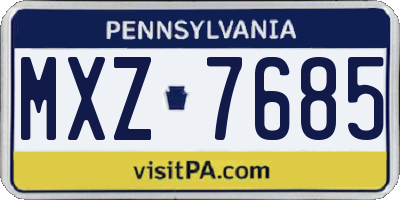 PA license plate MXZ7685