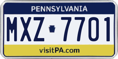 PA license plate MXZ7701