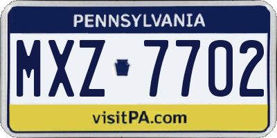 PA license plate MXZ7702
