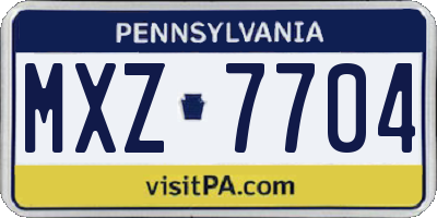 PA license plate MXZ7704