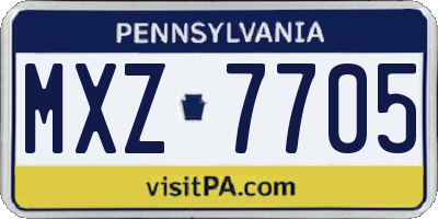 PA license plate MXZ7705