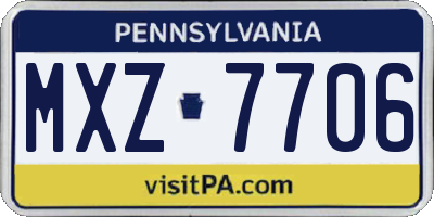 PA license plate MXZ7706