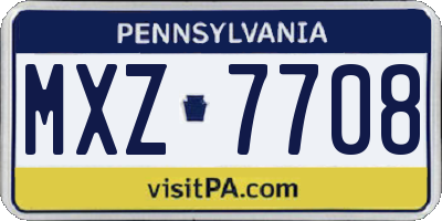 PA license plate MXZ7708