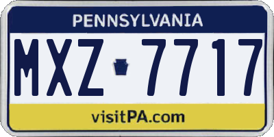 PA license plate MXZ7717