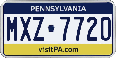 PA license plate MXZ7720