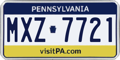 PA license plate MXZ7721
