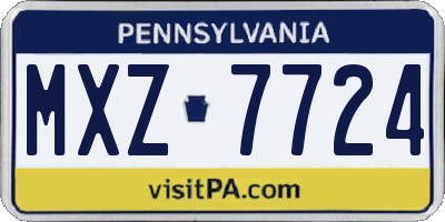 PA license plate MXZ7724