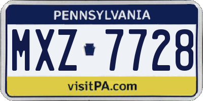 PA license plate MXZ7728