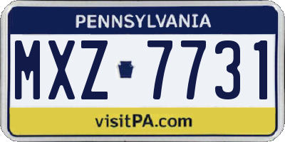 PA license plate MXZ7731