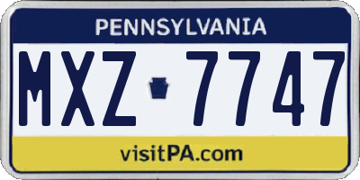 PA license plate MXZ7747