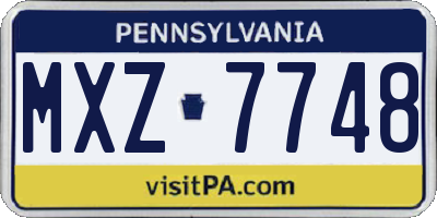 PA license plate MXZ7748