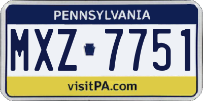 PA license plate MXZ7751