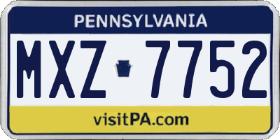 PA license plate MXZ7752