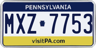 PA license plate MXZ7753