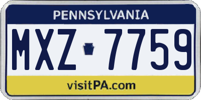 PA license plate MXZ7759