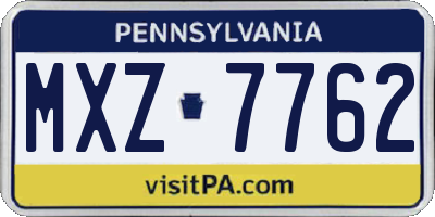 PA license plate MXZ7762
