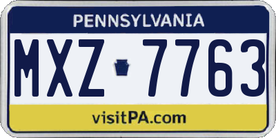 PA license plate MXZ7763