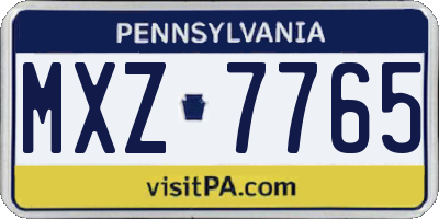 PA license plate MXZ7765