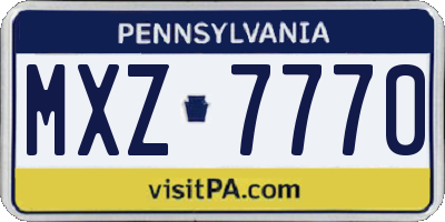 PA license plate MXZ7770