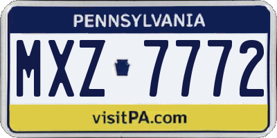 PA license plate MXZ7772