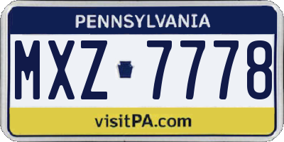 PA license plate MXZ7778