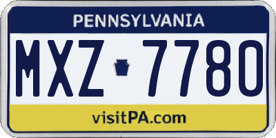 PA license plate MXZ7780