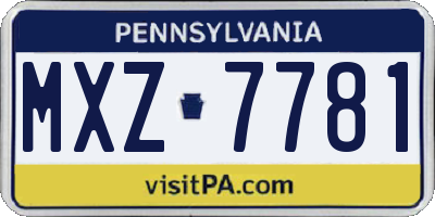 PA license plate MXZ7781