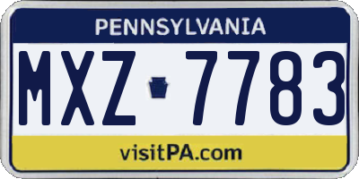 PA license plate MXZ7783