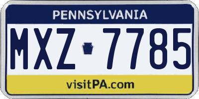 PA license plate MXZ7785