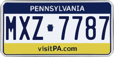 PA license plate MXZ7787