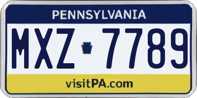 PA license plate MXZ7789