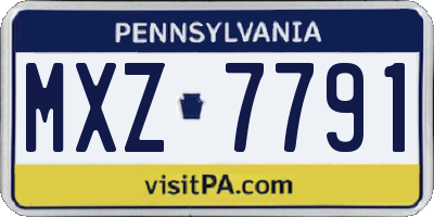 PA license plate MXZ7791