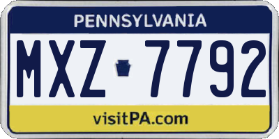 PA license plate MXZ7792